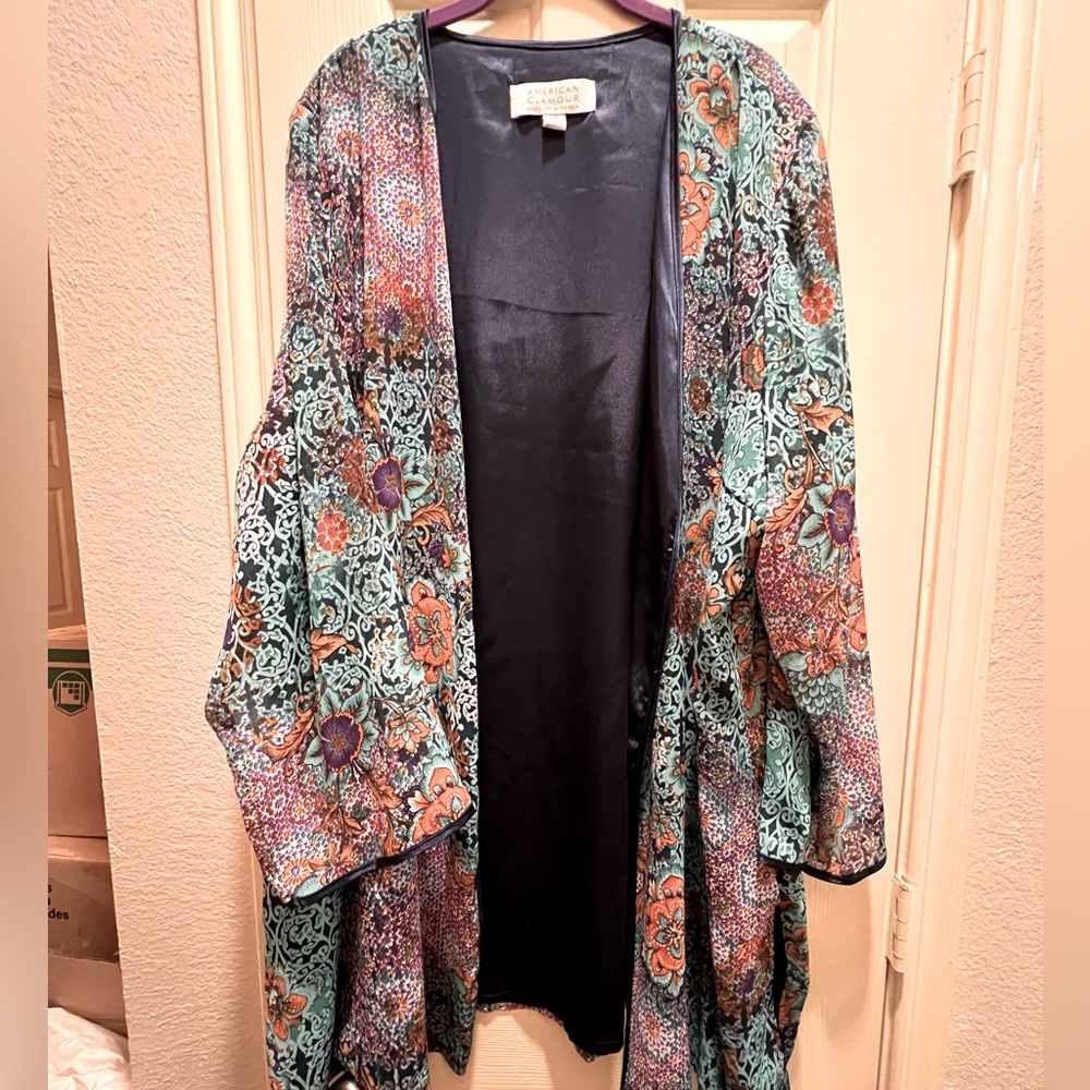 Green paisley, kimono duster